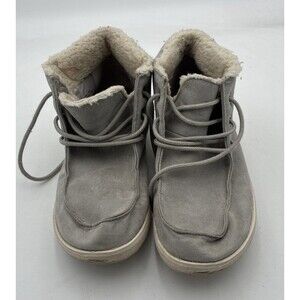 SO Ivyy Faux Fur Lined Chukka Boots Womens 8.5 Gray Suede Lace Up Cozy Winter